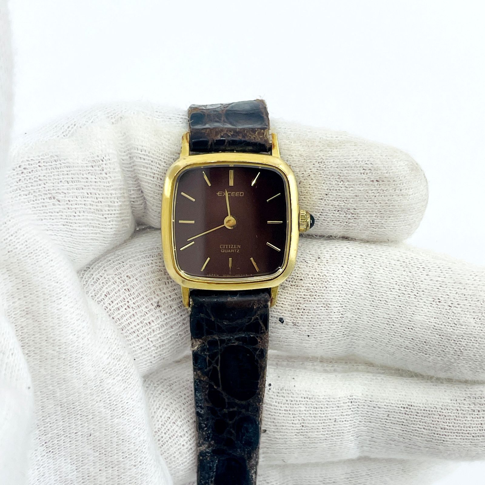 動作未確認 ベルトジャンク CITIZEN シチズン EXCEED ブラウン文字盤