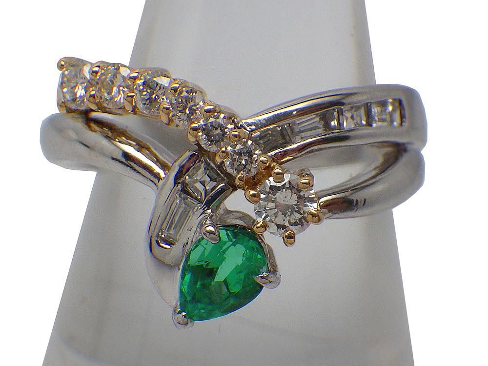 エメラルド ダイヤモンドリング K18/Pt900 8.72g 14号 Jewelry