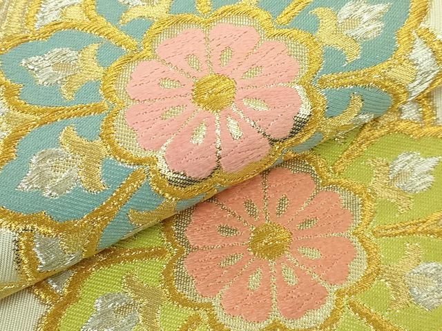 平和屋着物○西陣 川島織物 つけ帯 更紗花唐草横段文 金糸 正絹 逸品