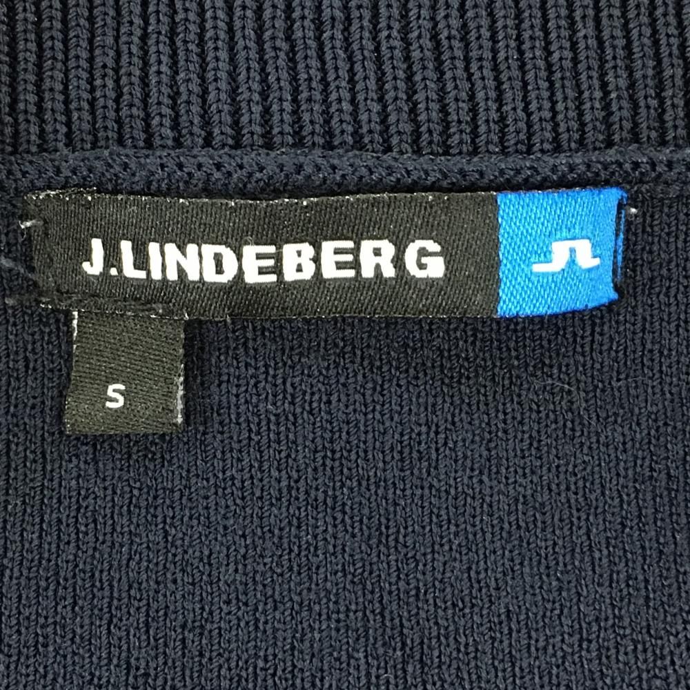 J.LINDEBERG ネイビー×白　サマーカーディガン　サイズM ジェイリンドバーグ ニットカーディガン ネイビー×白 袖口ロゴ