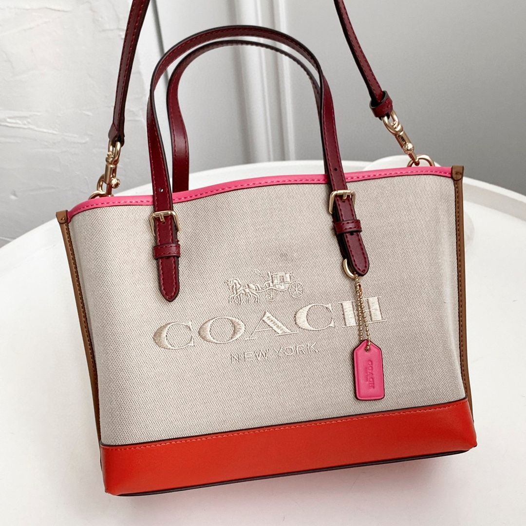 COACH バッグ C4085 Mollie Tote 25 ナチュラル/マンゴー トートバッグ ショルダーバッグ ハンドバッグ クロスボディー