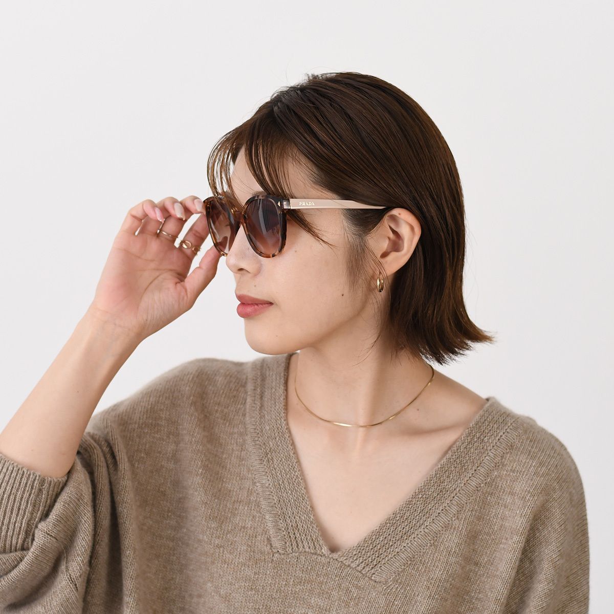 【美品】PRADA プラダ　サングラス アセテート ブラウン ピンク70210 プラダ サングラス アイウェア アセテート ブラウン ピンク 美品 70210