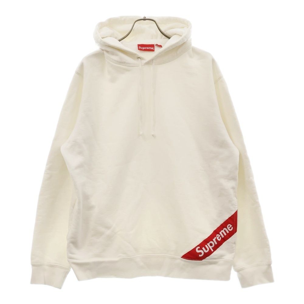 SUPREME シュプリーム 18SS Corner Label Hooded Sweatshirt コーナー ラベル ロゴプルオーバーパーカー ホワイト
