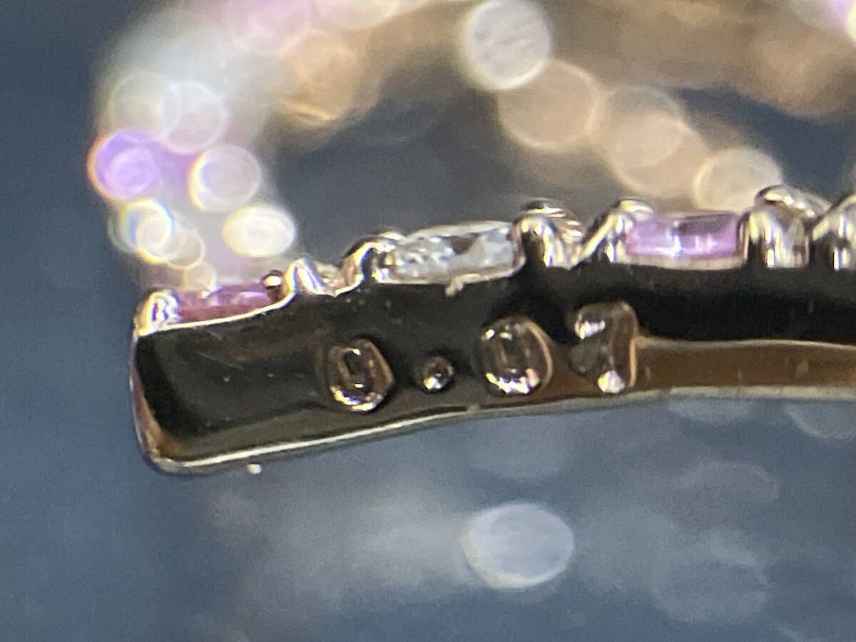 サマンサティアラ／K18PG／ピンク石透明石ハートネックレス40cm／2.1g