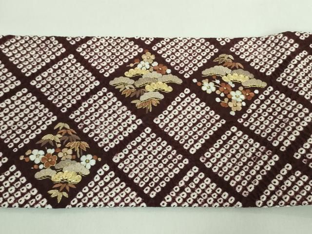 平和屋着物□極上 工芸染織宮下 九寸名古屋帯 刺繍 絞り 松花菱