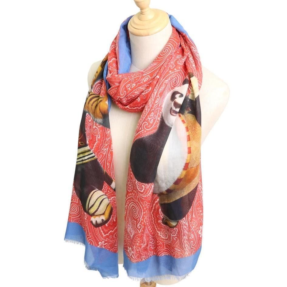 ETRO×KUNG FU PANDA エトロ×カンフーパンダ コラボ ストール スカーフ カシミヤ混 総柄 タグ付き き 激 一点もの