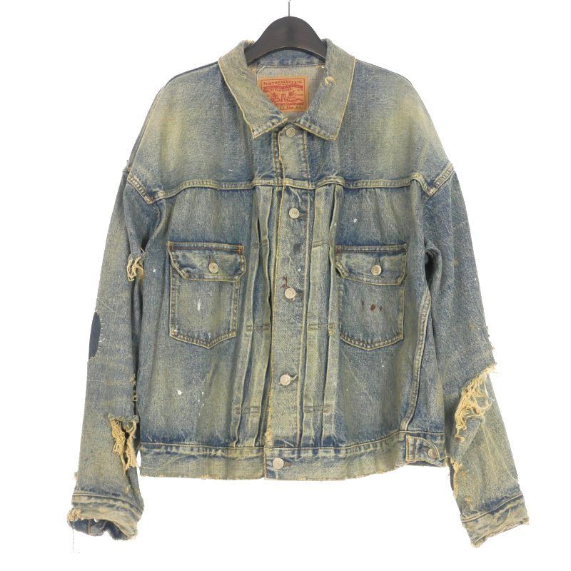 セントマイケル SAINTMICHAEL × BERBERJIN 23AW BJ_DENIM JKT DAMAGE デニムジャケット Gジャン 長袖 L インディゴ SM-A23-0000-C17