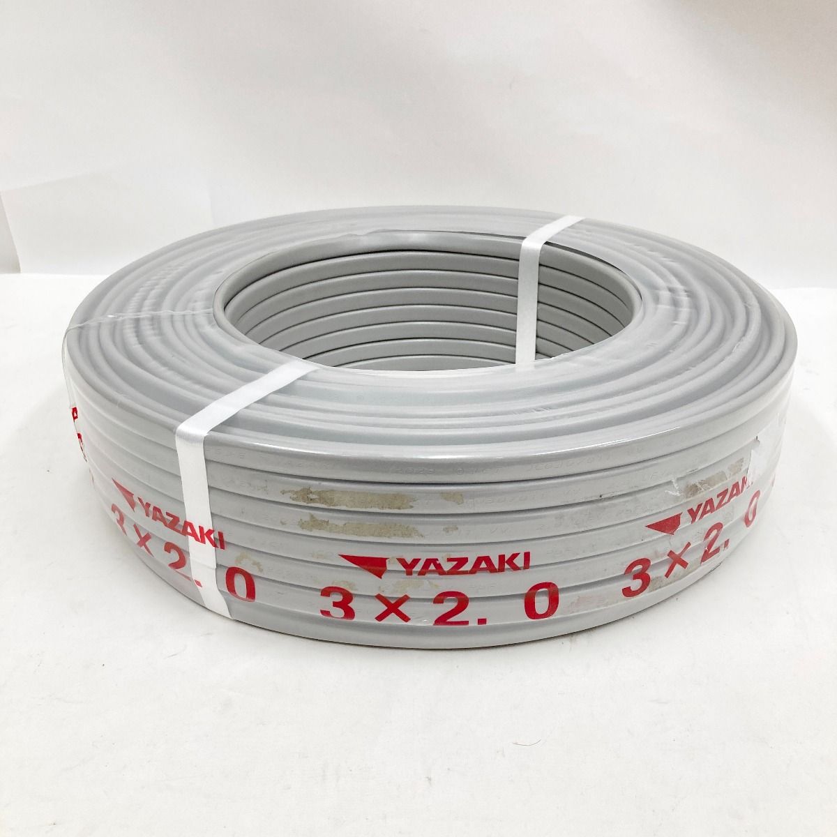 〇〇YAZAKI ヤザキ 電材 VVFケーブル 3芯 3× 2.0 100m 未開封品 赤白 