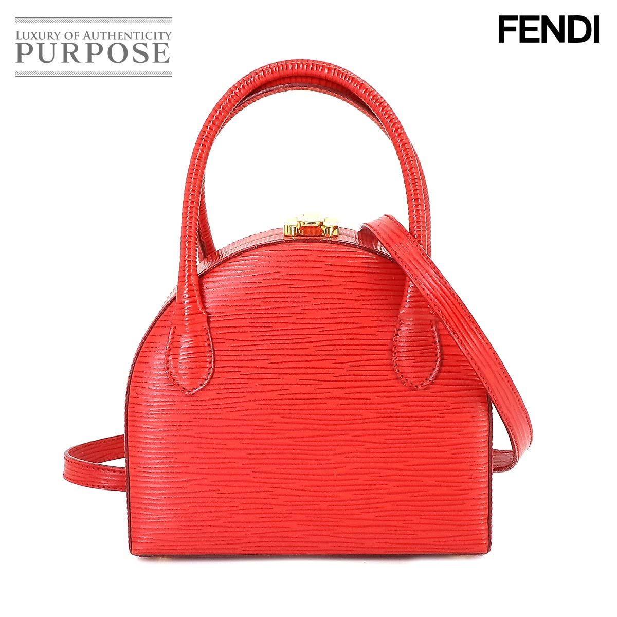 フェンディ FENDI エピ 2way ハンド ショルダー バッグ レザー レッド ゴールド 金具 ヴィンテージ Hand Shoulder Bag  90221073