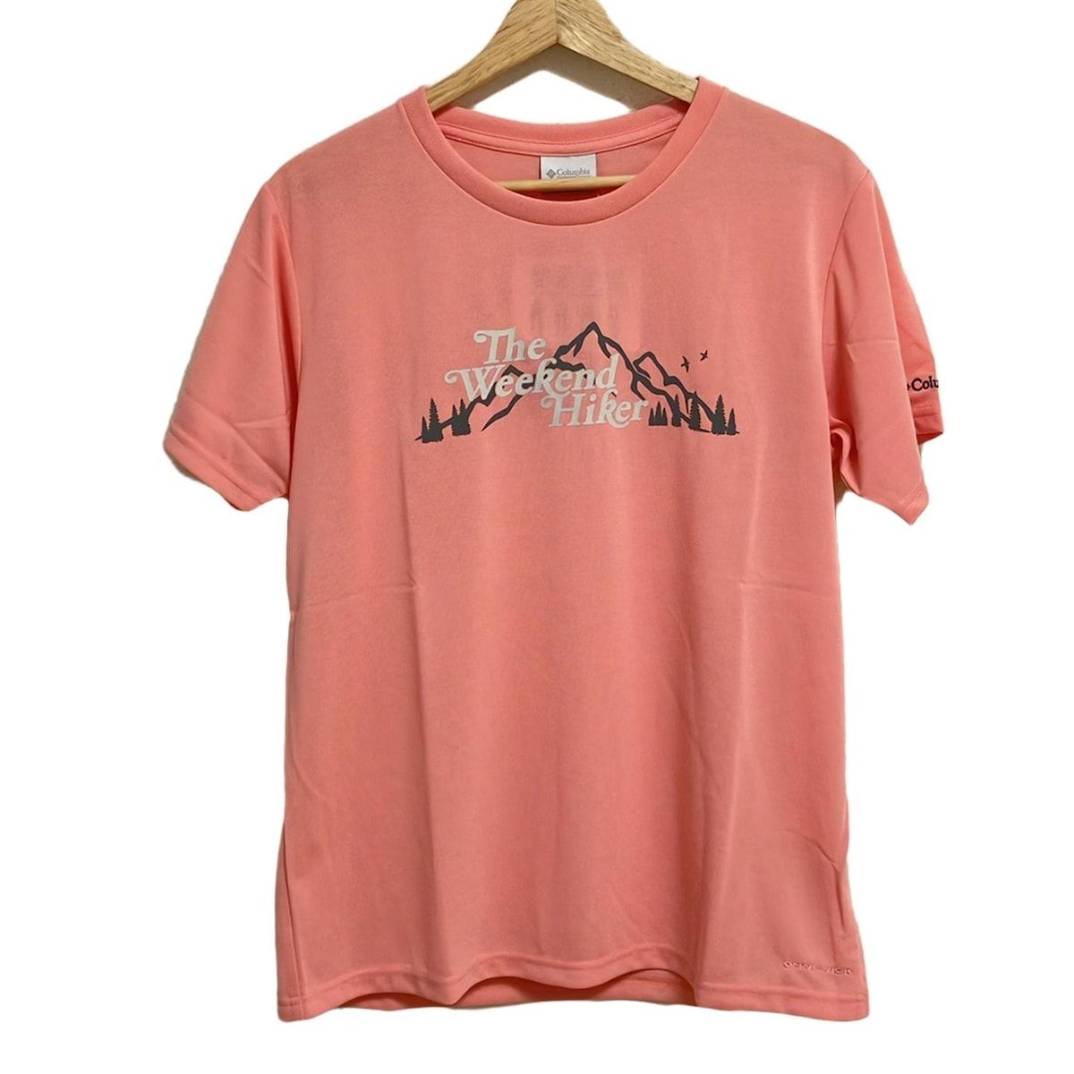 columbia コロンビア 半袖Tシャツ サイズXL レディース - ピンク×シルバー×ダークグレー クルーネック