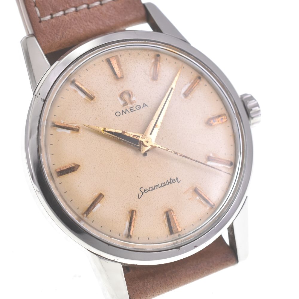 ヴィンテージ OMEEGA オメガ シーマスター SS×レザー メンズ腕時計 オメガ OMEGA ヴィンテージ シーマスター SS/レザー 手巻き メンズ O