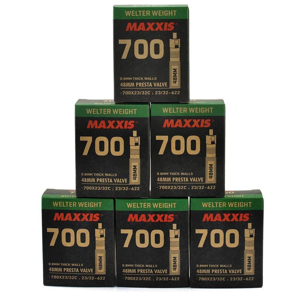 Maxxis Welter Weight 700x23-32C 48mm Bike Inner Tube Presta FV， 6Pack， STB2033-6