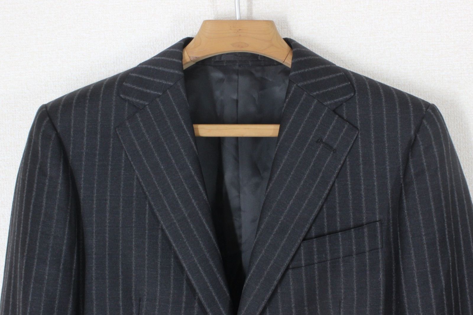 47【極美品】五大陸 スーツ 34 A4 メンズ M ブラック 黒