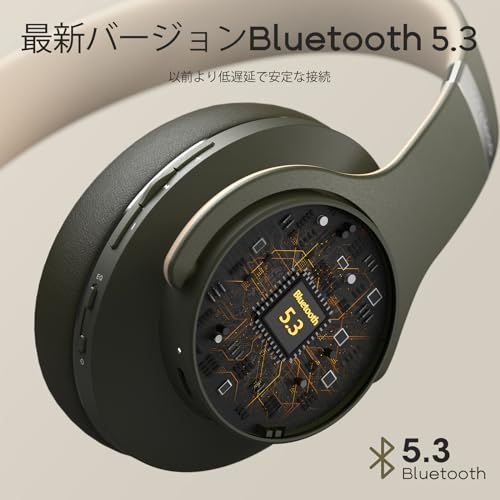 グリーン DOQAUSドカアス ヘッドホン Bluetooth5.3 ワイヤレス