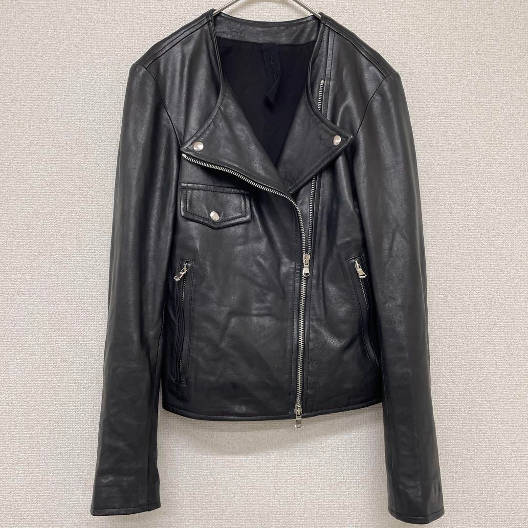 MUSHER マーシャー ノー ダブルライダースジャケット ラムレザー 羊革 イタリア製 黒