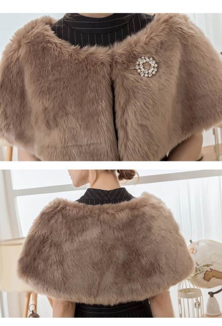 アウター ショール ケープ スモールショール 羽織り フェイクファー