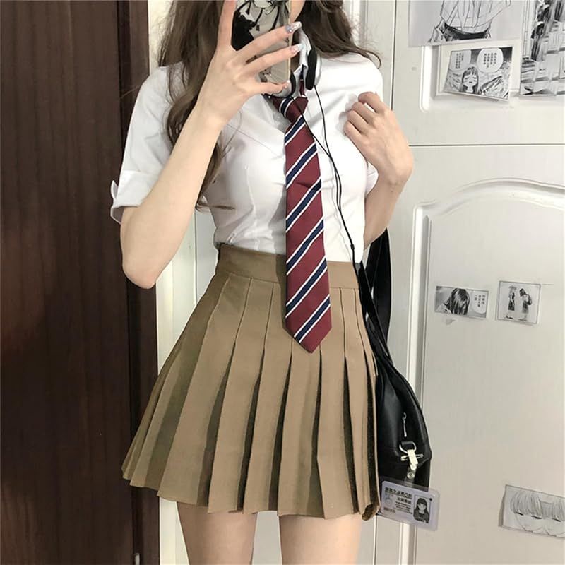 新品】 [QOOLY?] 女子高生 制服 学生服 セーラー服 JK制服 女子高生 高校制服 3点セット ネクタイ スカート チェック セット スクール  ファッション レディース お揃い 卒業式スーツ ハロウィン コスプレ(khaki,長袖,S) - メルカリ