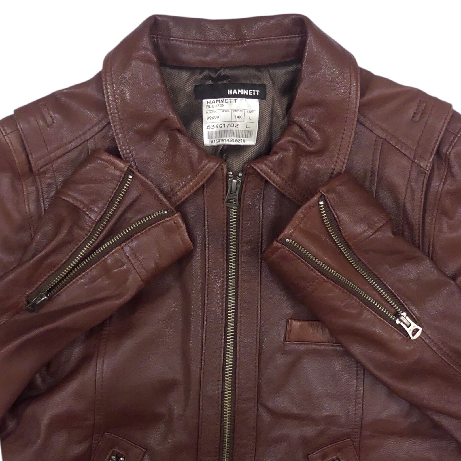 HAMNETT　ハムネット レザージャケット　ライダース　ブラウン　茶　Mサイズ HAMNETT ハムネット ライダースジャケット L 本革 シングル やぎ