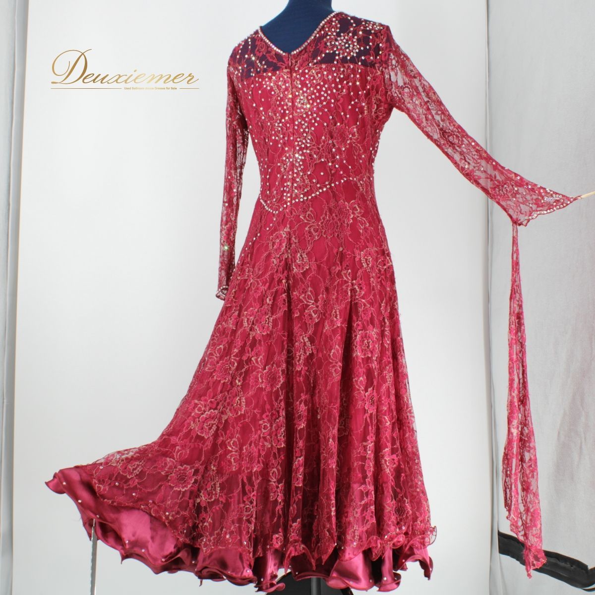 社交ダンス衣装】レッド leirena レイリーナ ワンピース ドレス 赤  