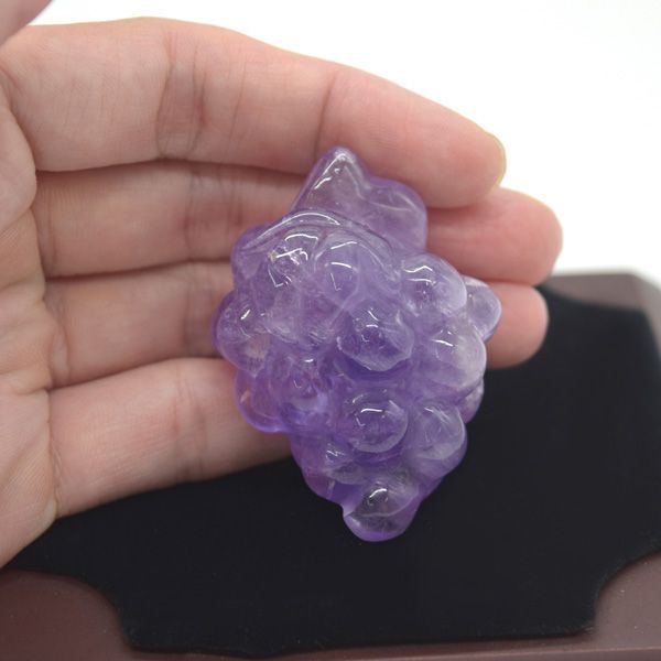 葡萄 ブドウ 置物 アメジスト 紫水晶 5.5cm 天然石製 ペンダントトップ