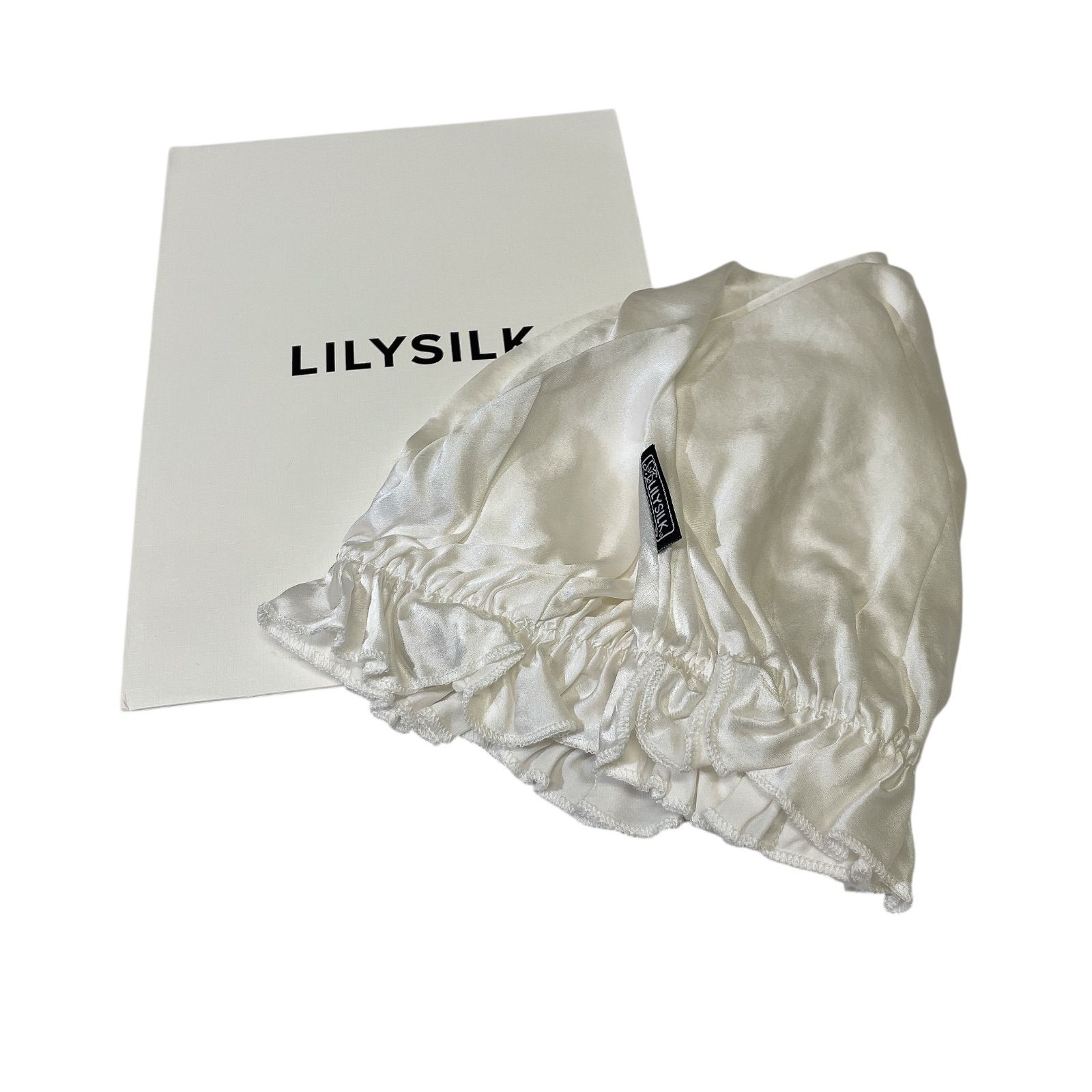 MY63 ナイトキャップ LilySilk 19匁シルク100％ナイトキャップ フリル付き ショート ショートヘア ロングヘア 美髪 寝癖 ヘアケア アイボリー