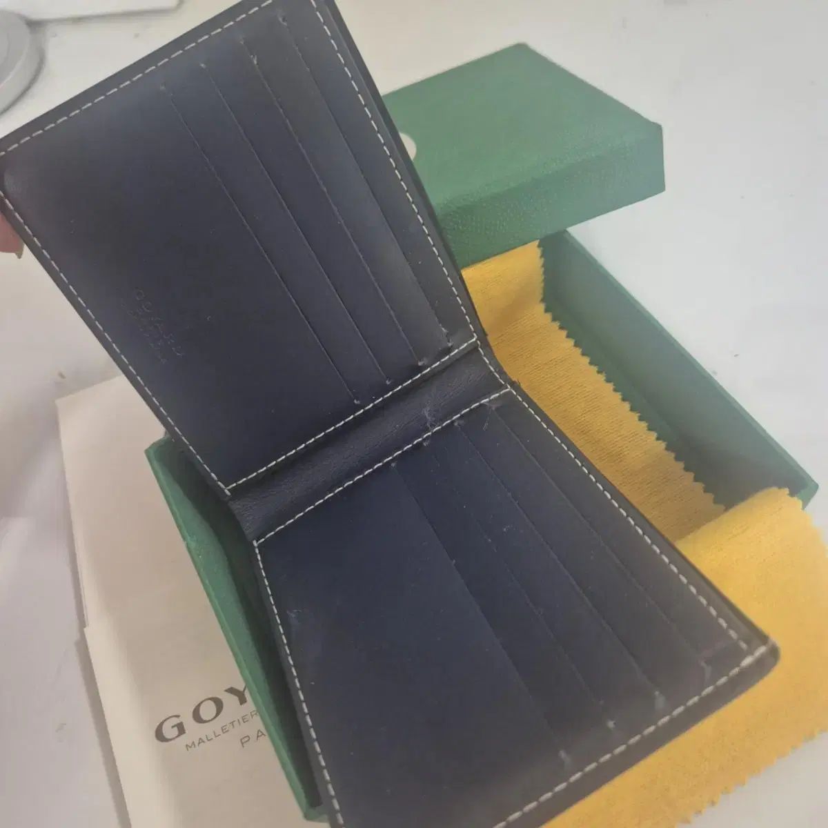 ゴヤール GOYARD 二つ折り財布 レザー ヘリンボーン 小銭入れ グリーン