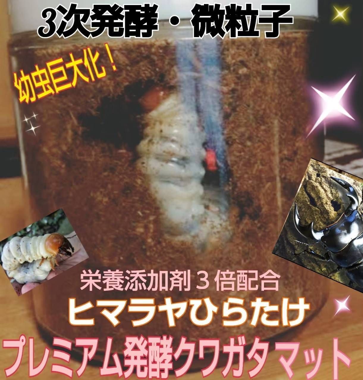 昆虫用品 ミヤマ幼虫に抜群！ボトル入りプレミアム3次発酵マット【8本