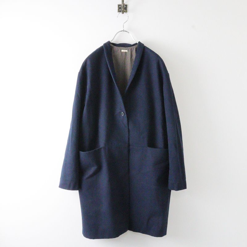 アプントビー apuntob コットン ノーカラーコート XS/ネイビー  