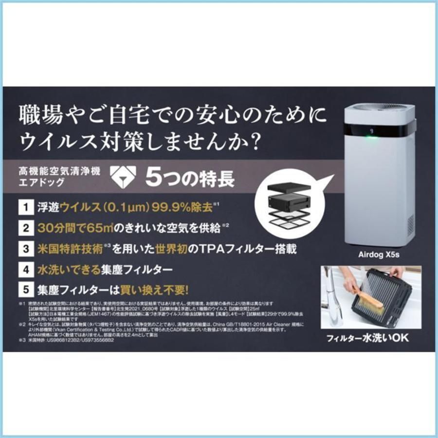 Airdog X5S 高性能空気清浄機 静音設計 エアドッグ たばこ 花粉 PM2.5 浮遊ウイルス対応 TPAフィルター フィルター交換不要  Airdog海外向けの正規品「貝昂」 - メルカリ