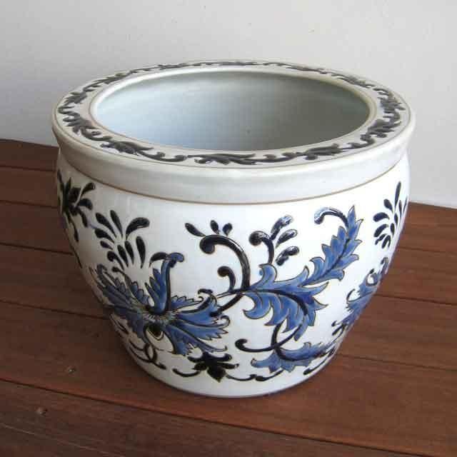 水鉢 睡蓮鉢 陶器 めだか鉢 ハス鉢 アジアン 10号 シノワズリ 水鉢