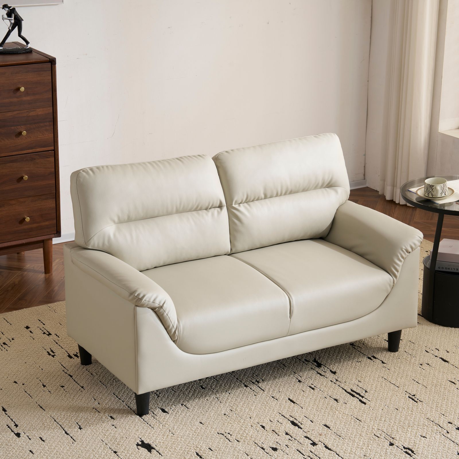 ソファ 二人掛け カウチ PUレザー モダン シンプル ソファー2P おしゃれ 座面肘掛け一体型 圧力分散 高品質 耐荷重