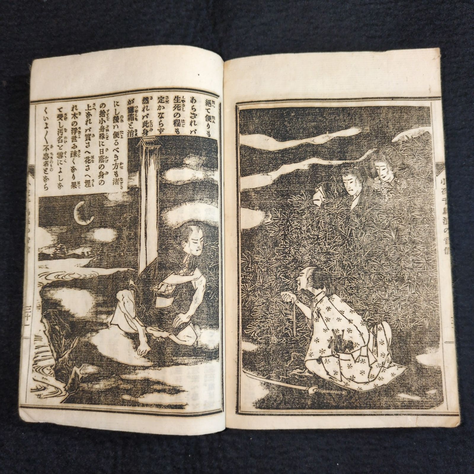 彩色 木版画 表紙絵◇小夜千鳥浪の音信◇全2冊揃 絵入 戯作 小説