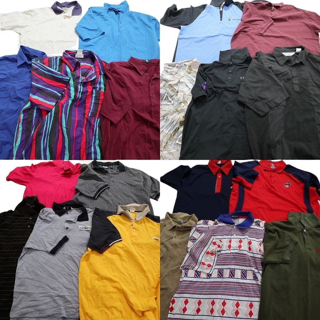 古着卸 ポロシャツ 20枚セット メンズ XL |2XL |3XL ワンポイント ハーフジップ MBL インディアンス 古着 NA2848