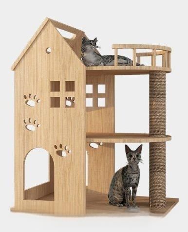 猫小屋猫別荘木一体猫の家柱猫城登り室内家庭用LFY07人気急上昇