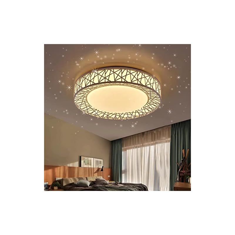 LED シーリングライト 星空効果 35W 無段階調光調色タイプ 6~8畳 常夜灯 モード メモリ機能 照明器具 電球色 昼光色 3000k-6000k 天井 和風 玄関 門灯 廊下 和室 照明 台所 洗面所 トイレ 引掛式 天井照明 簡単取付 無段階調光 0