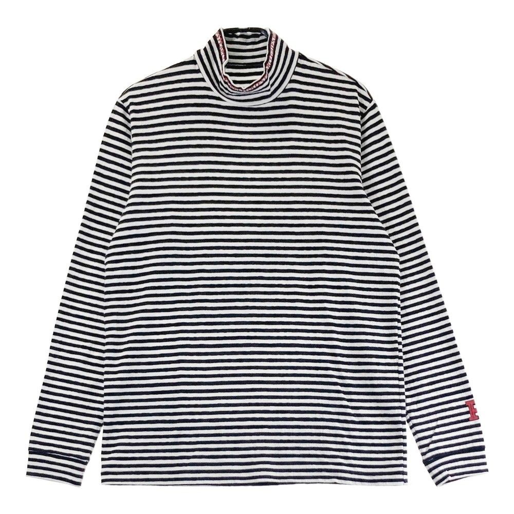 サイズ 6 PEARLY GATES パーリーゲイツ 2025年 長袖ハイネックTシャツ ボーダー ネイビー系 240101426998 ゴルフウェア メンズ ストスト