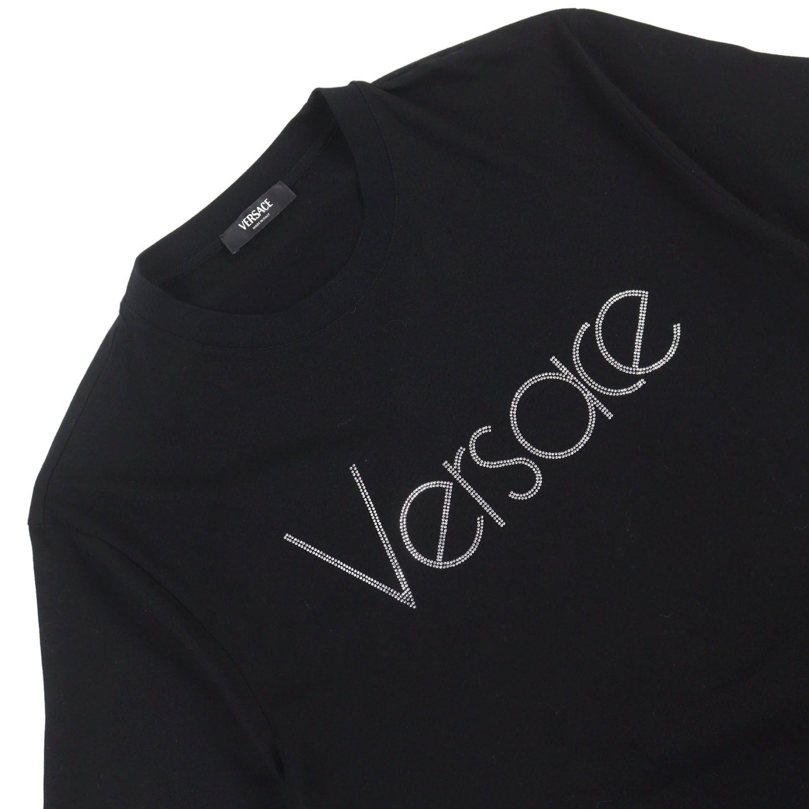 極美品○VERSACE ヴェルサーチ コットン100% ビジューロゴ