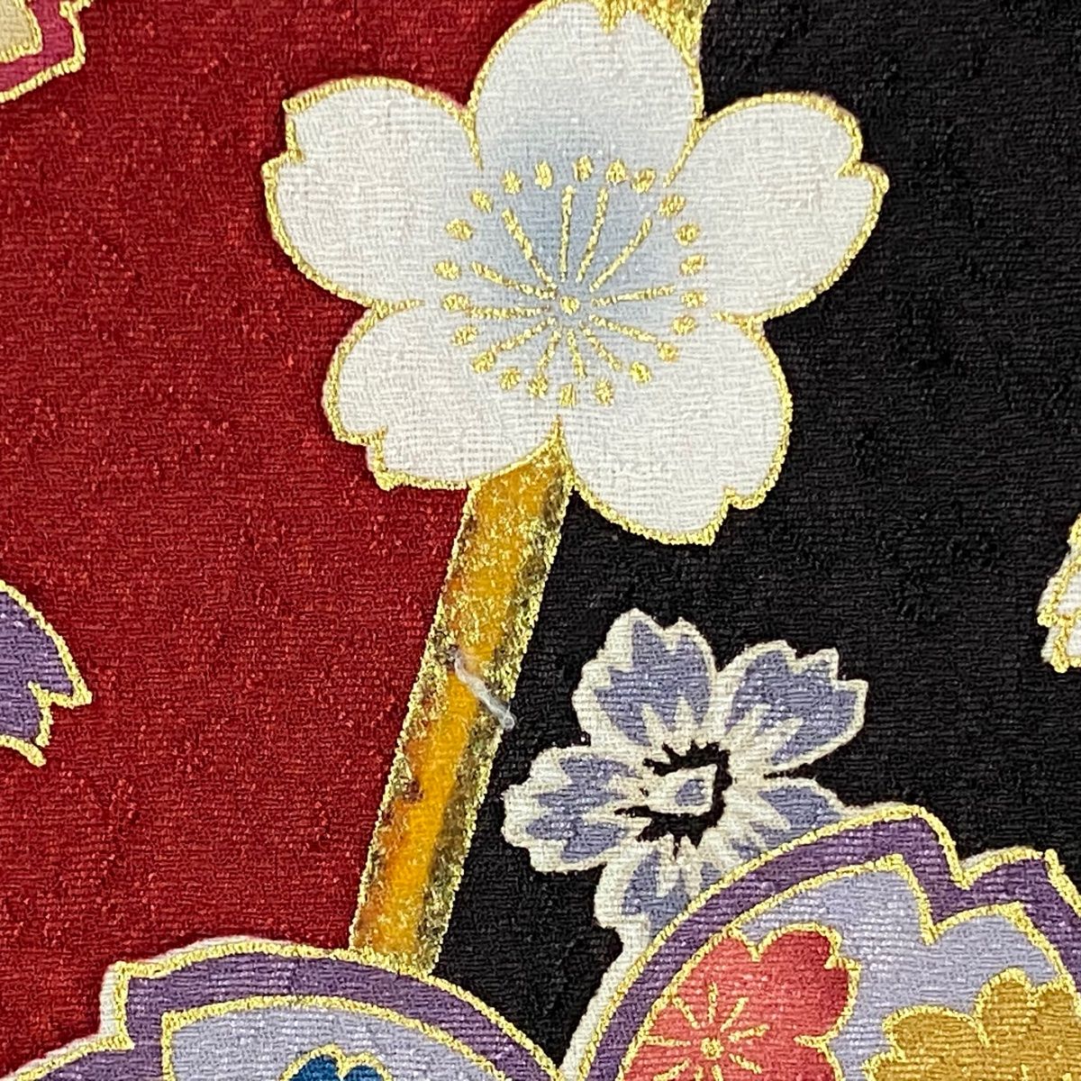 T680 振袖 赤 ちりめん 花 桜 毬 正絹 着物 袷 和装 着丈168㎝ r1384-f-1.jpg