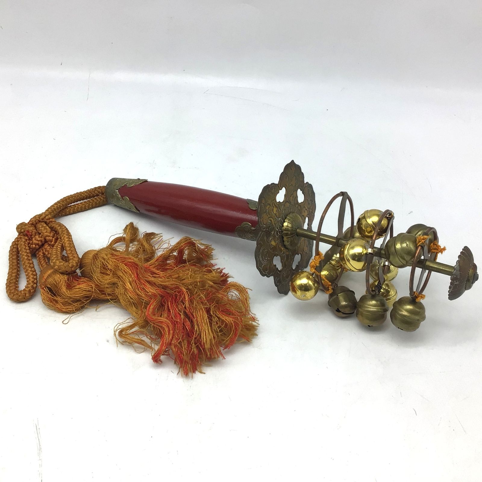 時代 神楽鈴 共箱 巫女鈴 鳳凰 神事 神具 福鈴 仏教美術 骨董品 古美術品 10069 【時代物】神楽鈴 巫女鈴 神事 神具 神社 神鈴 鳴り物