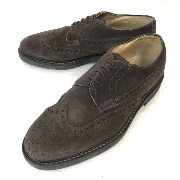 ビンテージ アンティーカクオイエリア ANTICA CUOIERIA スエード本革 ウイングチップ 43.5 27.5-28.0 茶 BROWN dress shoes◆E-30