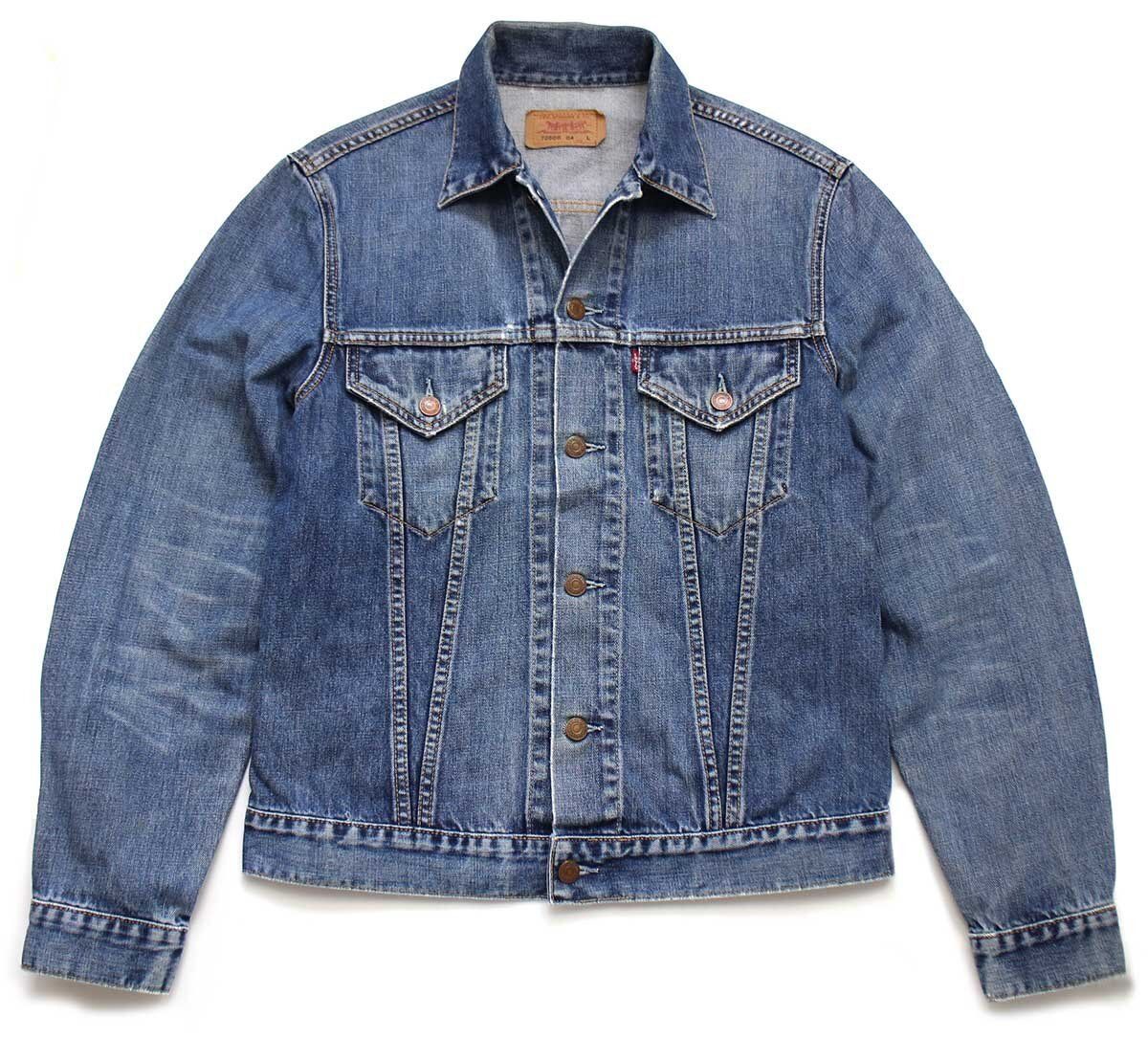 90s Levi'sリーバイス 70500 デニムジャケット L★ユーロ オールド ビンテージ トラッカー アタリ ハチノス インディゴ USED加工 70505