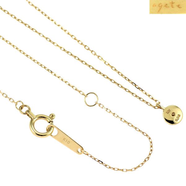 アガット K10YG ダイヤモンド ペンダントネックレス 0.03ct