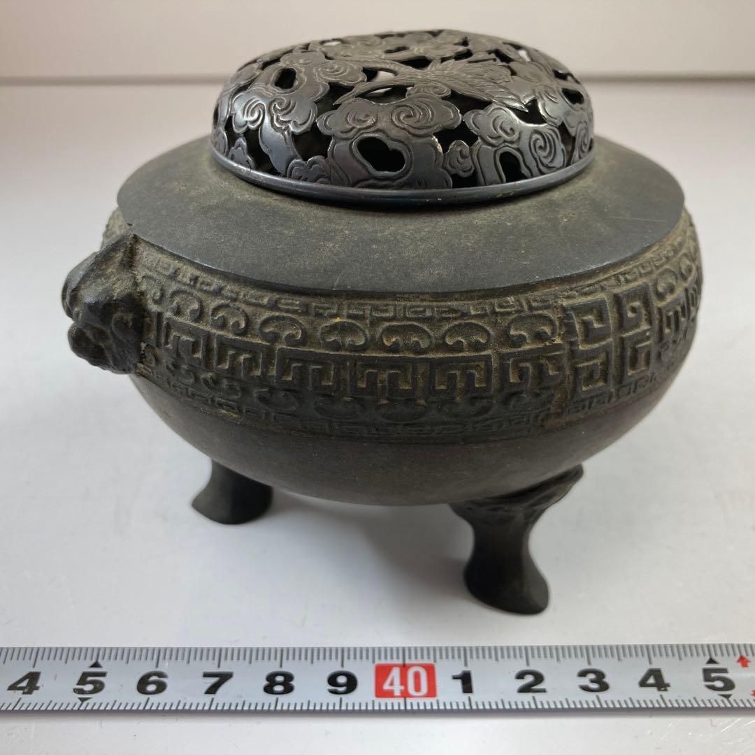 古銅 銀火屋香炉 重さ512g 幅約12㎝ 本Y5-0306 トトサ