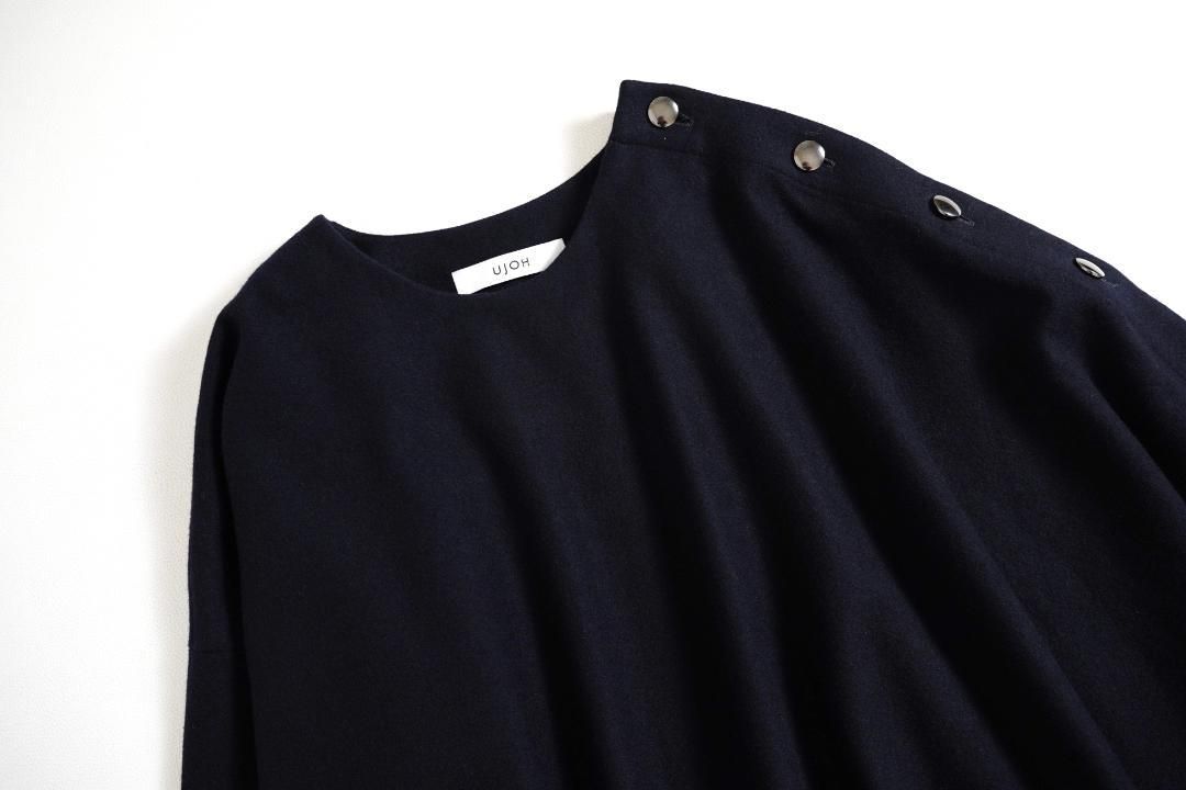 383u ウジョー UJOH ウール アシンメトリー フリンジ ポンチョ