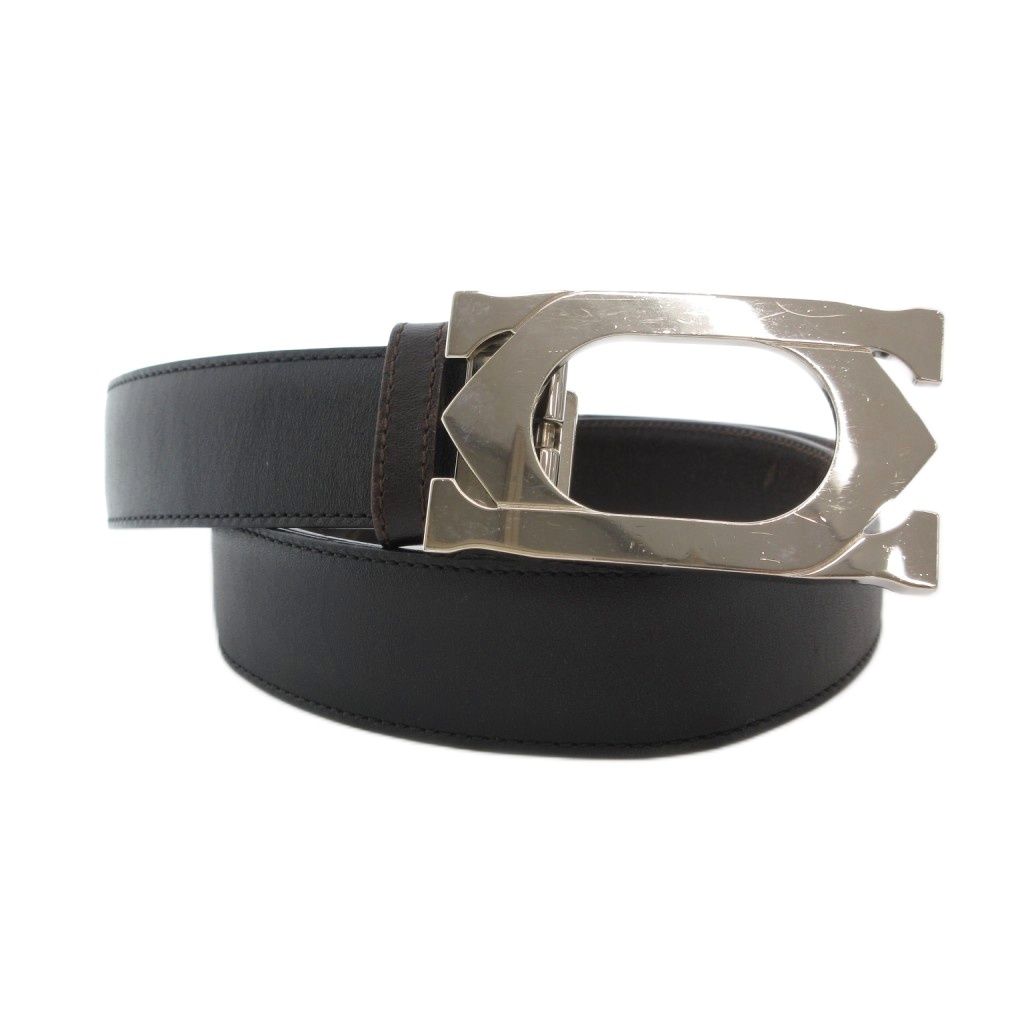カルティエ Cartier ベルト ダブルCロゴ バックル 黒 ブラック |UO GY19