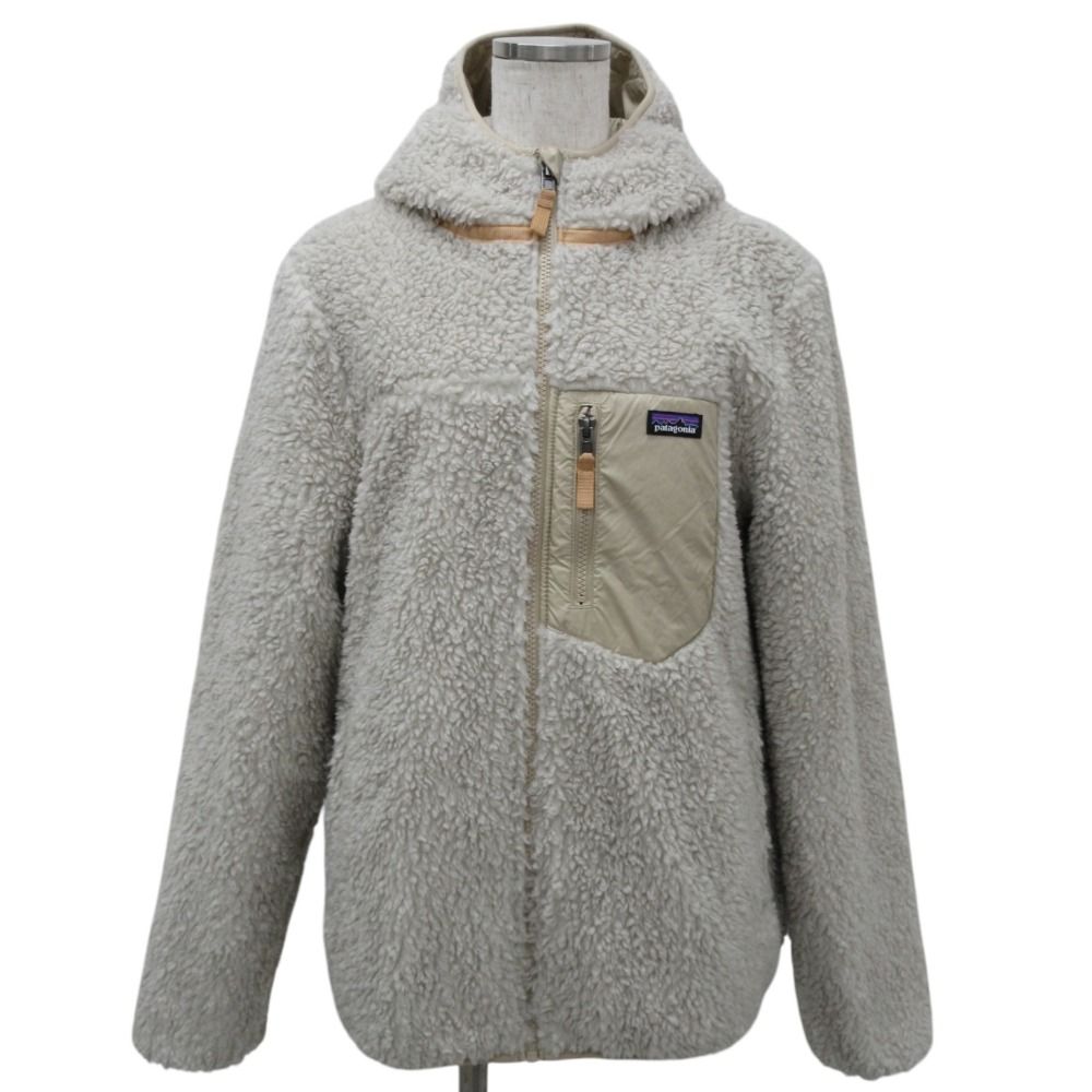 23AW patagonia パタゴニア キッズ リバーシブル レディ フレディ ボア フーディジャケット XXL|16-18 ベージュ レディース 古着