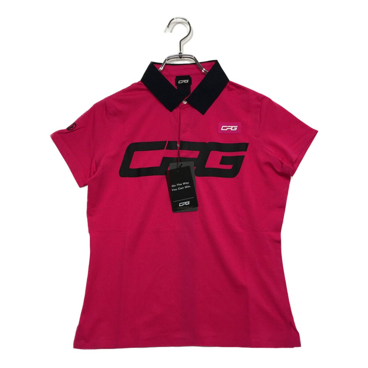 coco 未使用品 シーピージーゴルフ CPG GOLF レディース 半袖ポロシャツ M 濃ピンク ビッグロゴ 未使用品 レディース シーピージーゴルフ CPG GOLF 半袖