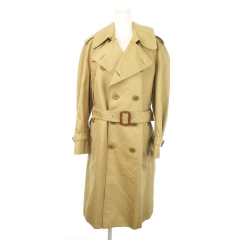 アクアスキュータム AQUASCUTUM トレンチコート ロング ダブル ベルト 裏地チェック 茶 ブラウン |MN13 GY18