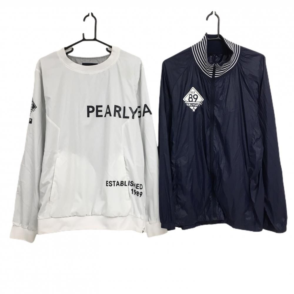 パーリーゲイツ ツインスニード 白×黒 ビッグロゴ 地模様 蓄熱裏地