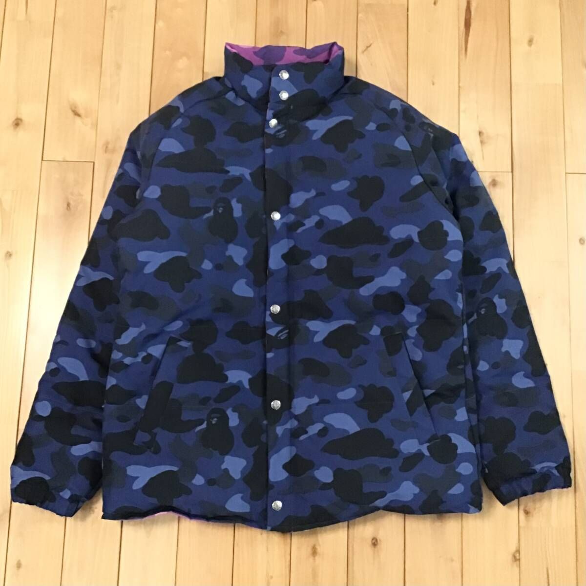☆リバーシブル☆ ダウンジャケット Lサイズ purple camo × blue camo 